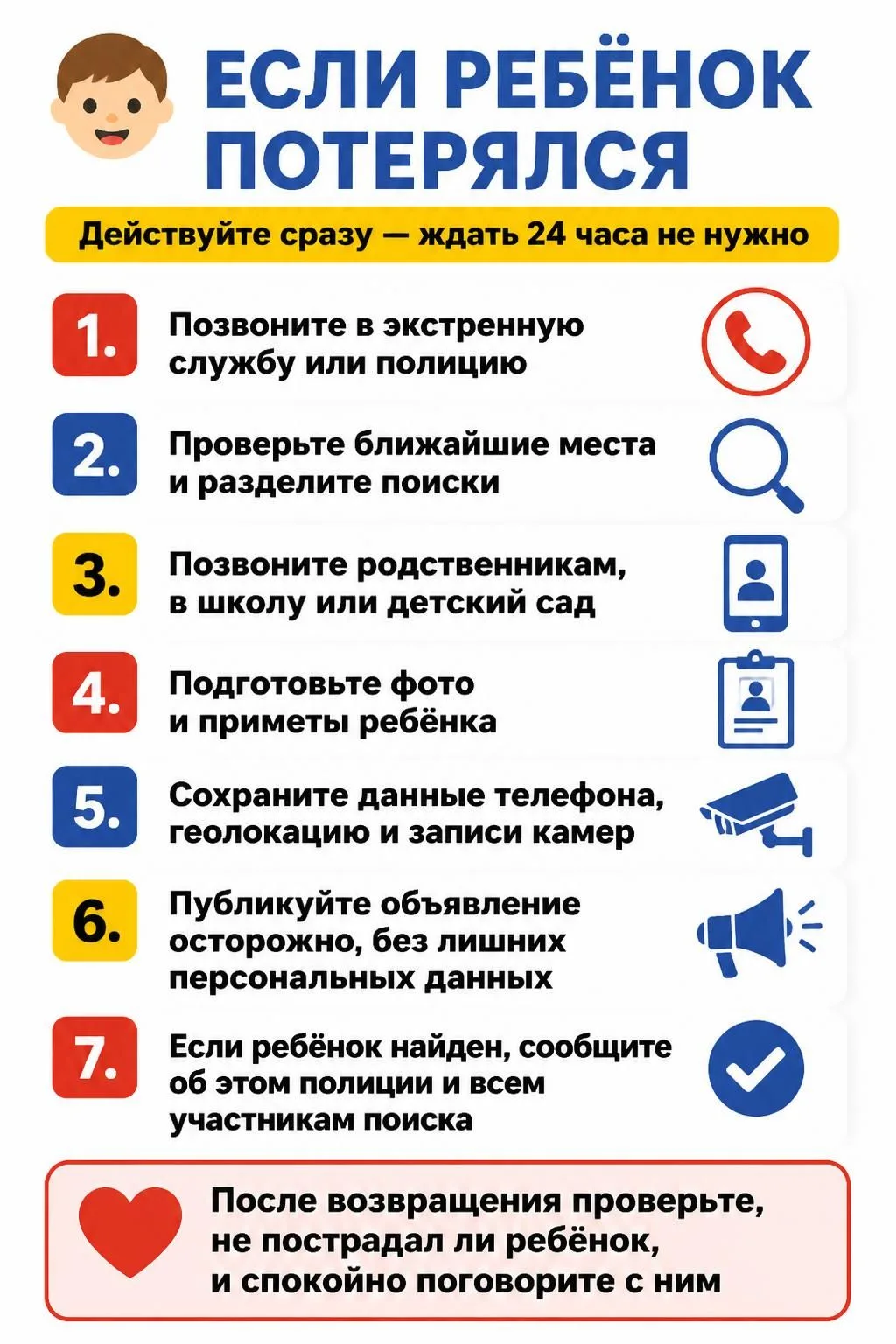 # 🧒 Если ребёнок потерялся: памятка
