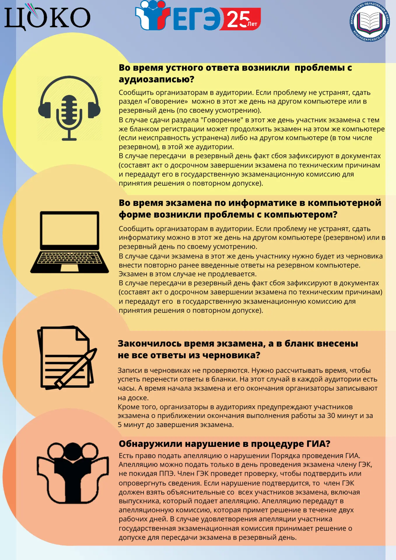 Ваши вопросы - Наши ответы Отвечаем на популярные вопросы о ЕГЭ. #Краснодарскийкрай #ЦОКО #ГИА11 #ЕГ