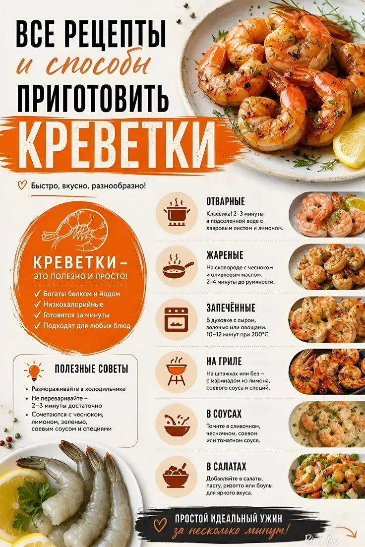 Креветки ценят за деликатный нежный вкус, большое количество белка и низкую калорийност...