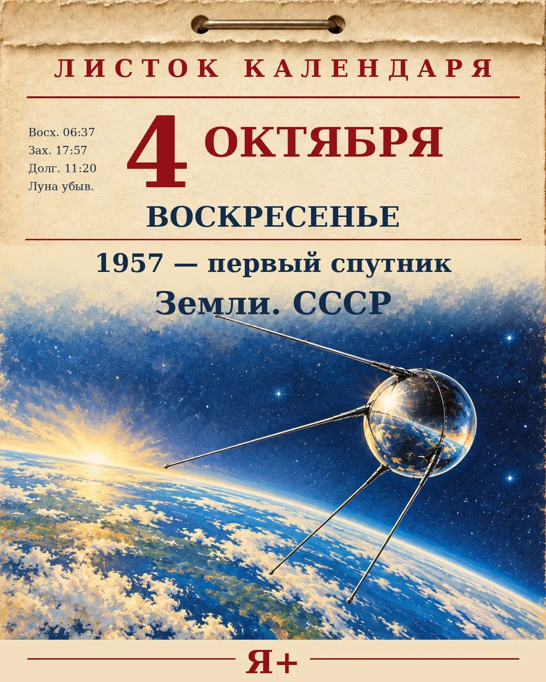 Первый спутник: день, когда Земля обрела рукотворную «луну».