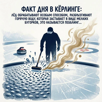 🥌 Факт дня: в кёрлинге лёд обрабатывают особым способом: разбрызгивают горячую воду, к...