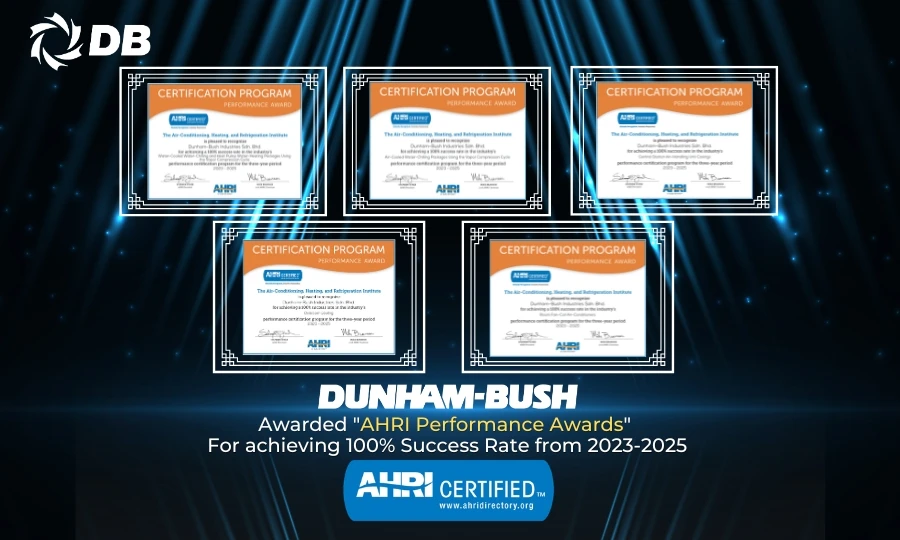 Dunham-Bush три года подряд получает сертификат AHRI, подтверждающий 100% соответствие стандартам ка