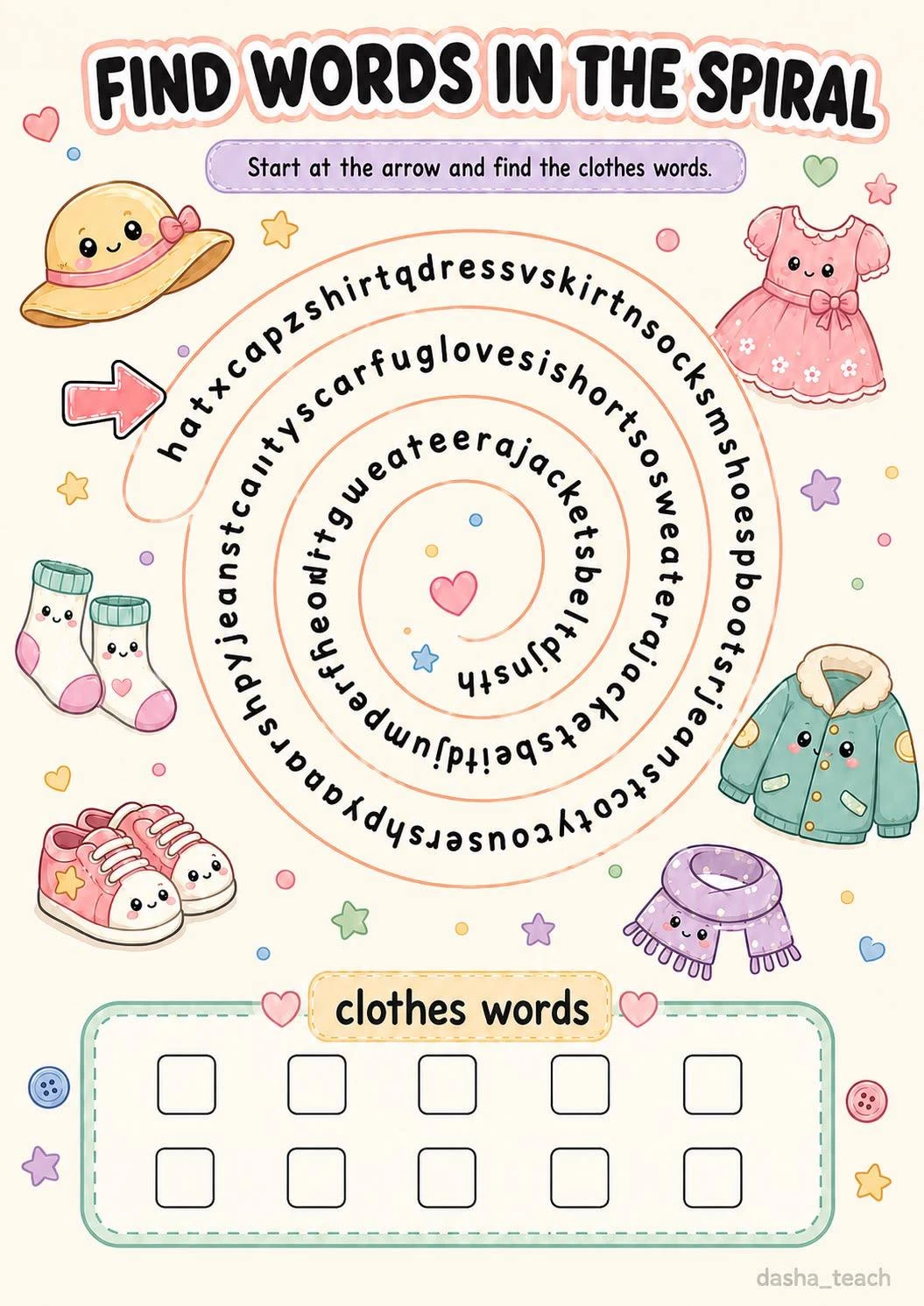 FIND WORDS IN THE SPIRAL