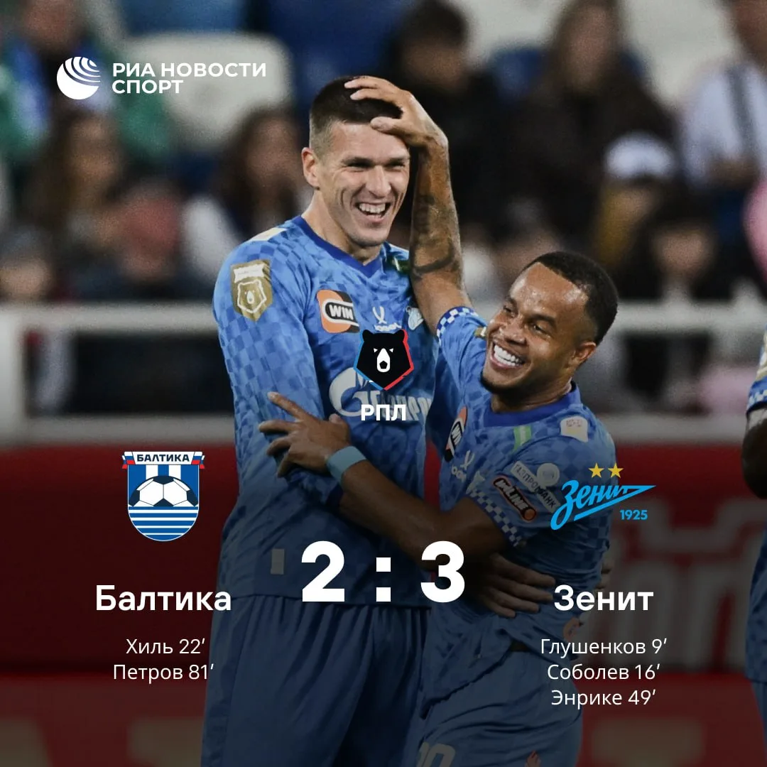 ⚽️🔥 «Зенит» на выезде обыграл «Балтику» — 3:2