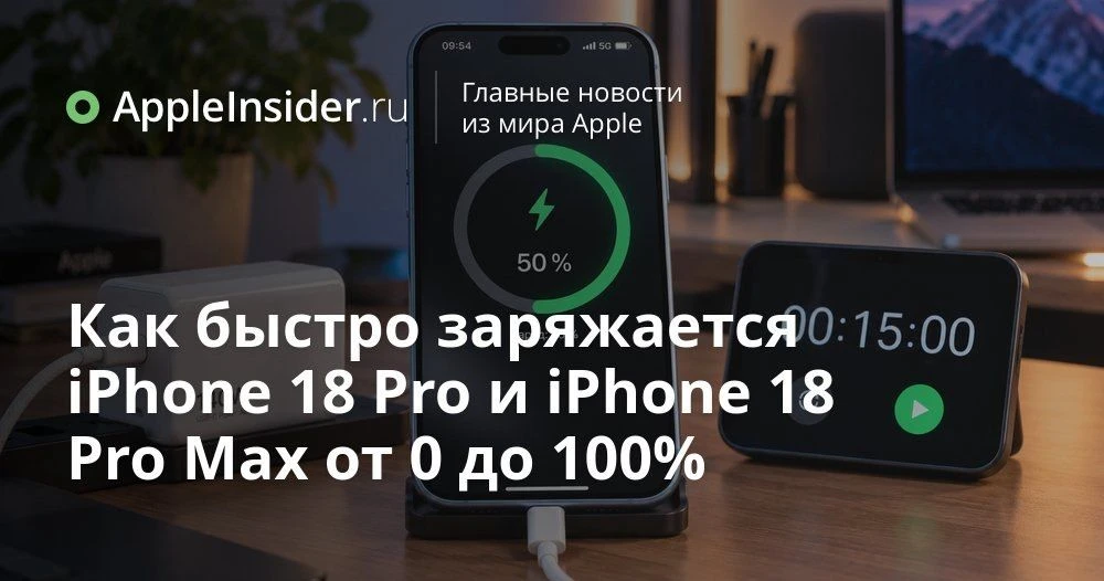 Быстрая зарядка iPhone 18 Pro Max: реальные минуты, скрытые условия и выбор адаптера