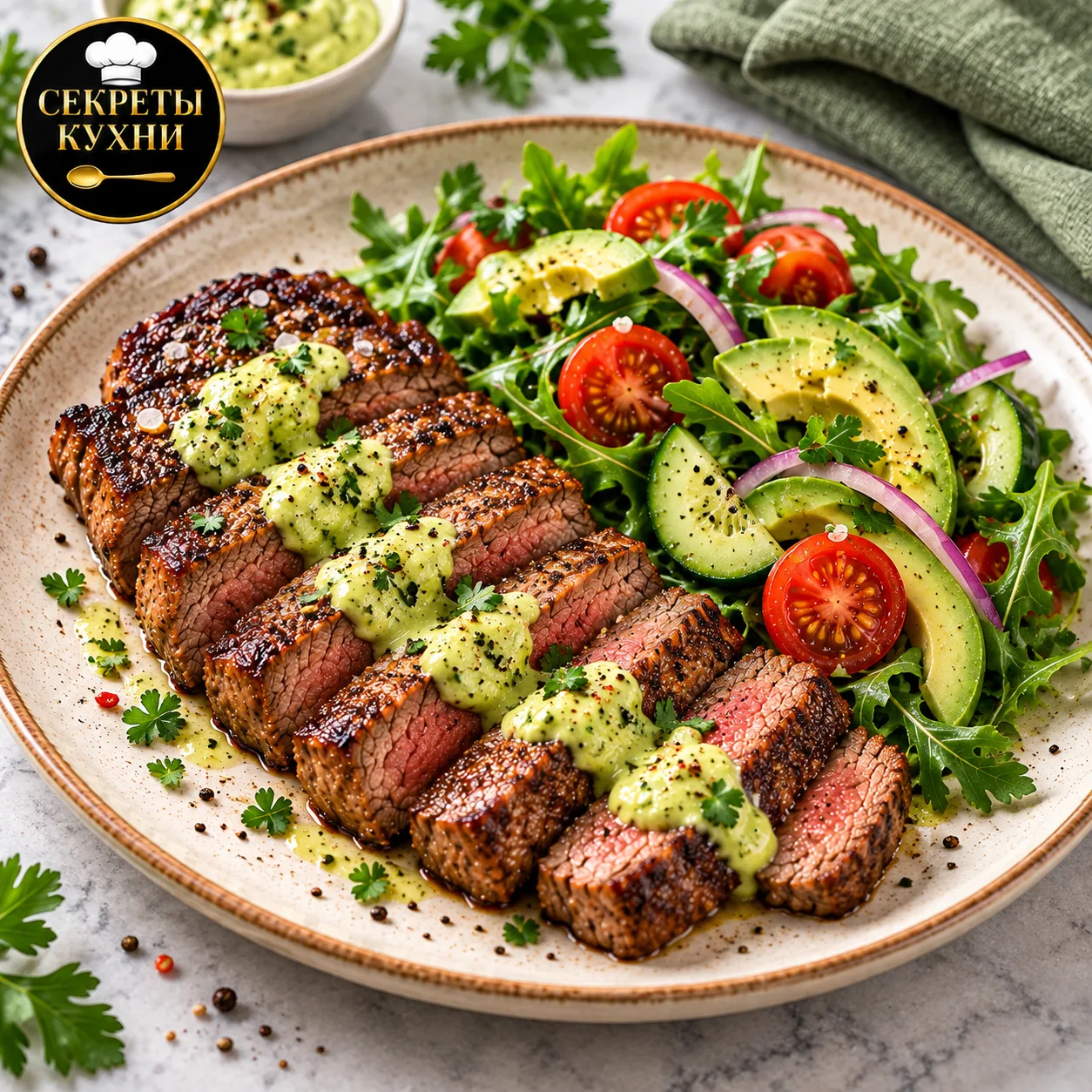 🥩 А давайте сегодня приготовим сочный стейк из говядины с нежным кремовым соусом из ав...