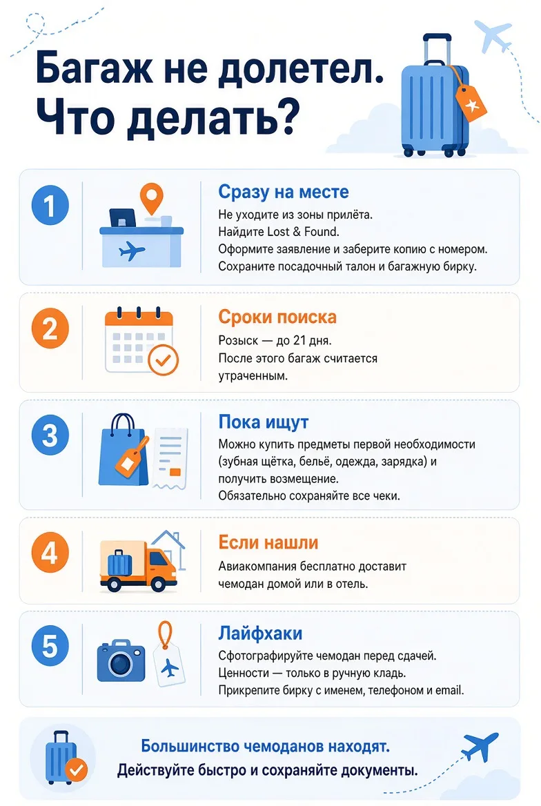 🛄 Багаж не долетел. Что делать?