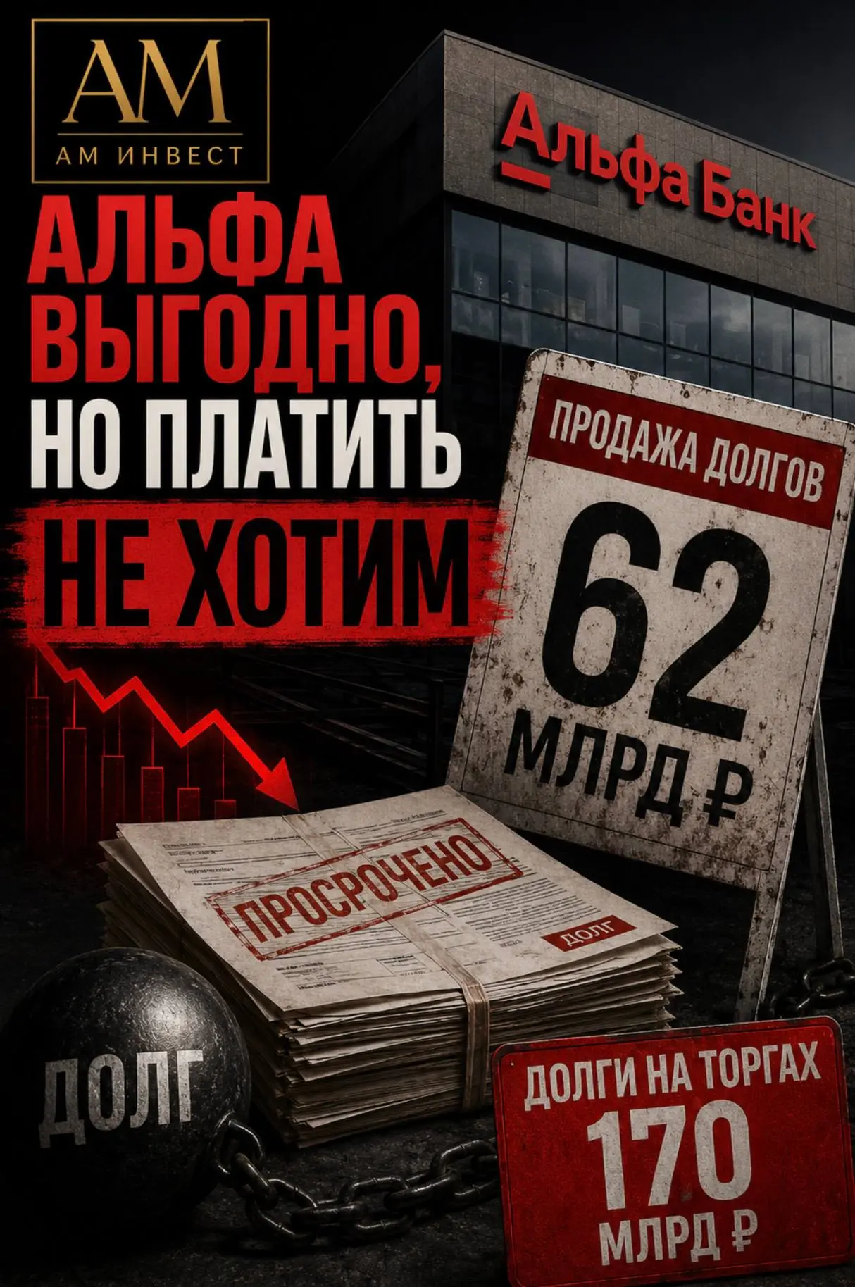 🔈Альфа выгодно, но платить не хотим

Альфа-Банк занял 1 место по размеру выставленной на продажу за