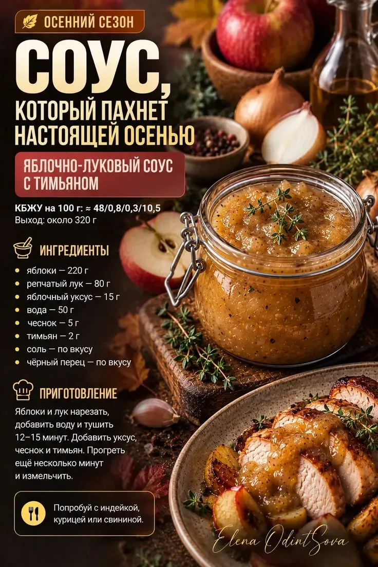 Соус, который пахнет осенью- яблочно-луковый с тимьяном🍎🍂
