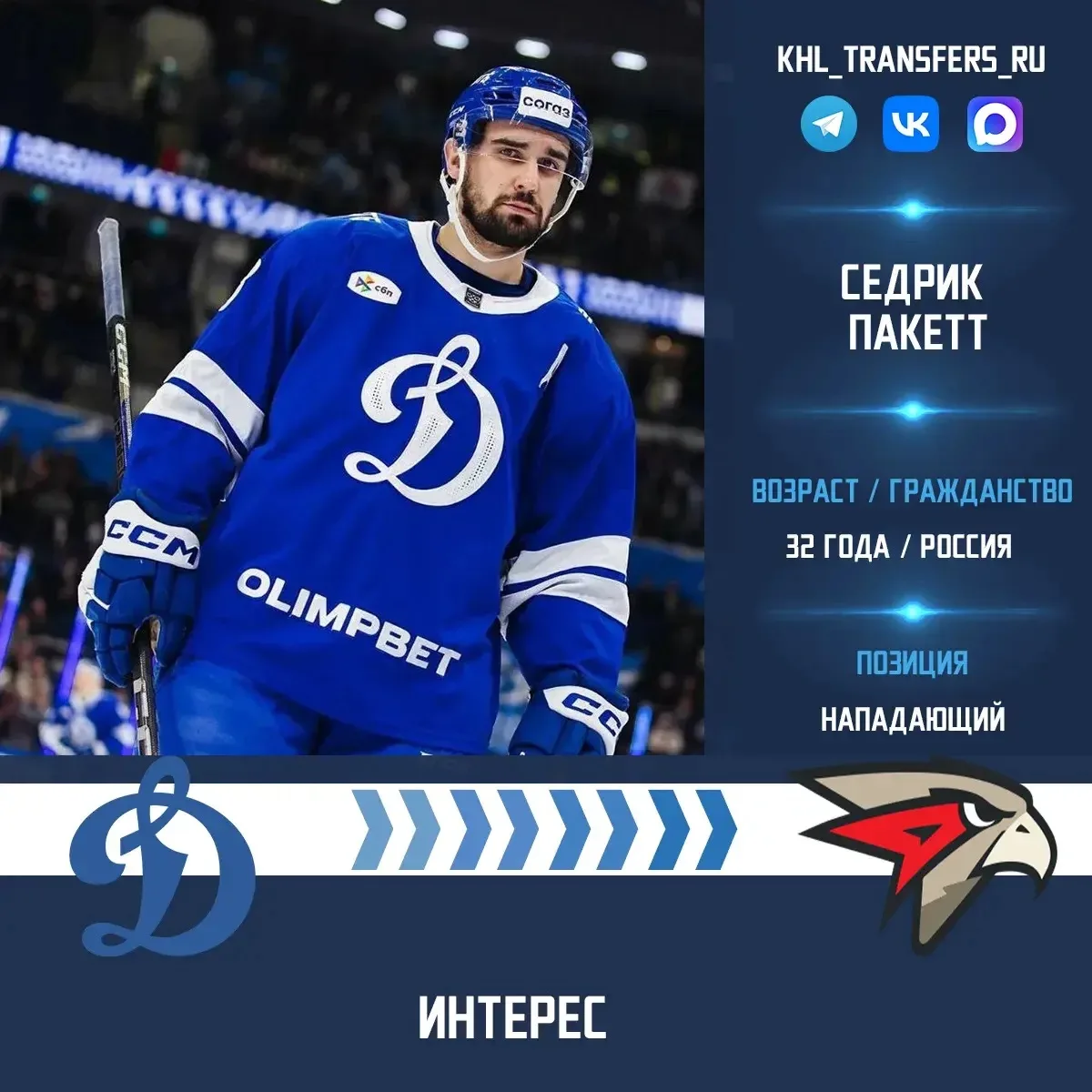 ⚡️«Авангард» интересуется нападающим Седриком Пакеттом.