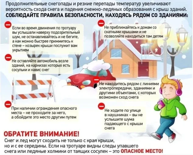 Безопасность зимой: остерегайтесь сосулек!
С наступлением оттепелей на крышах зданий образуются сосу