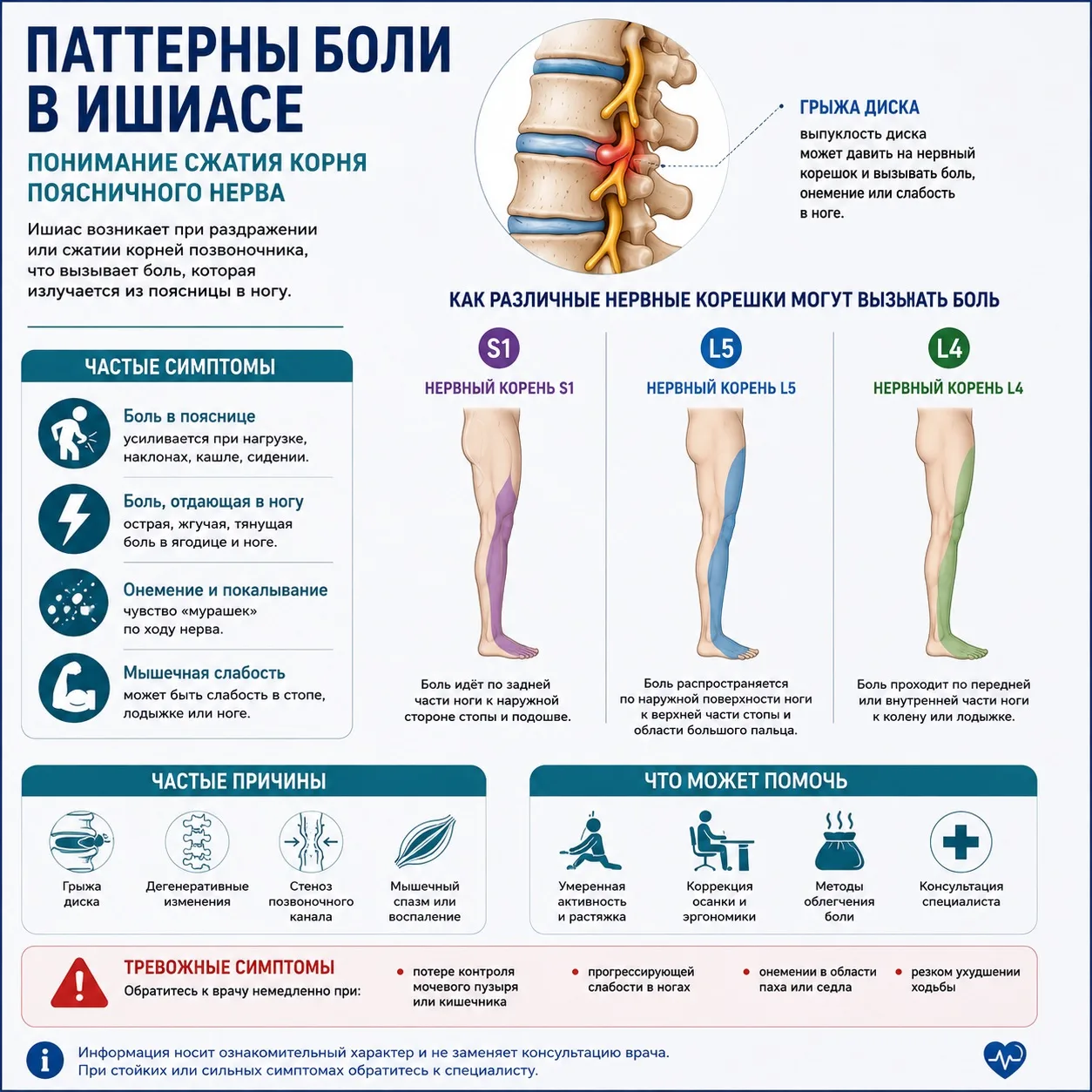 ⚡ Ишиас — когда боль из поясницы «отдаёт» в ногу

Многие думают, что ишиас — это просто боль в спине