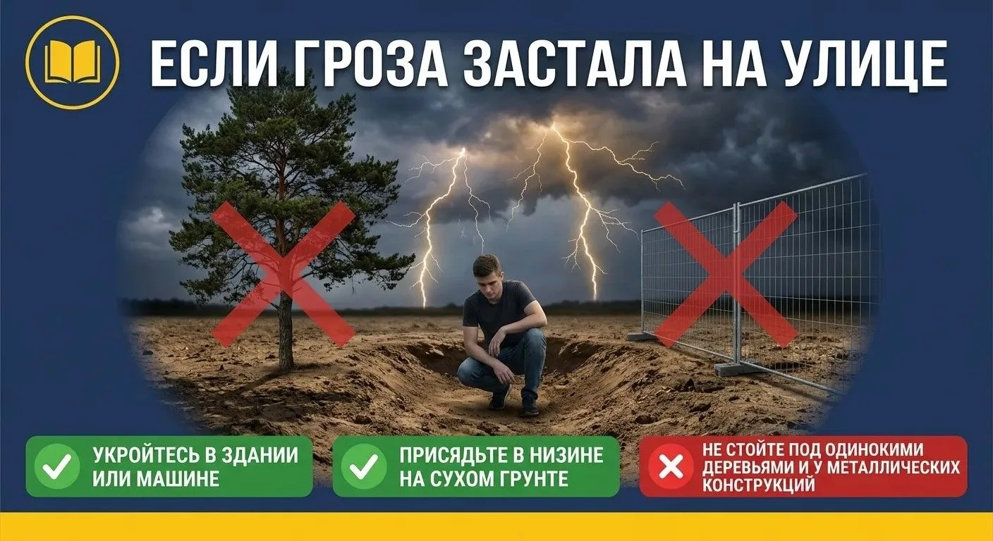 ⚡ РАССКАЖИТЕ ДЕТЯМ О БЕЗОПАСНОСТИ В ГРОЗУ!
Дорогие родители! Лето — время прогулок, походов и… внеза
