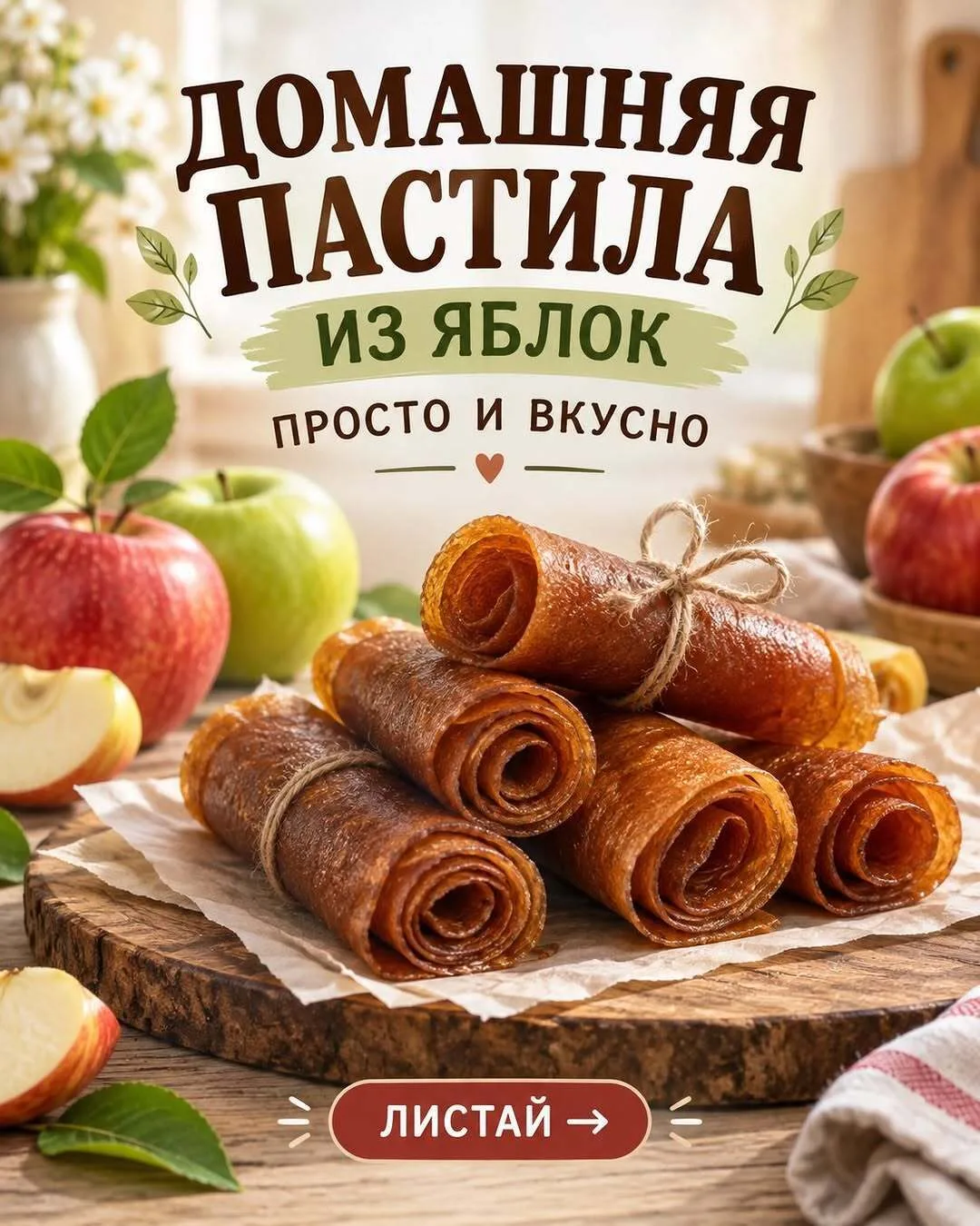 🍎 Дoмaшняя пacтилa из яблoк — пpoщe, чeм кaжeтcя!
