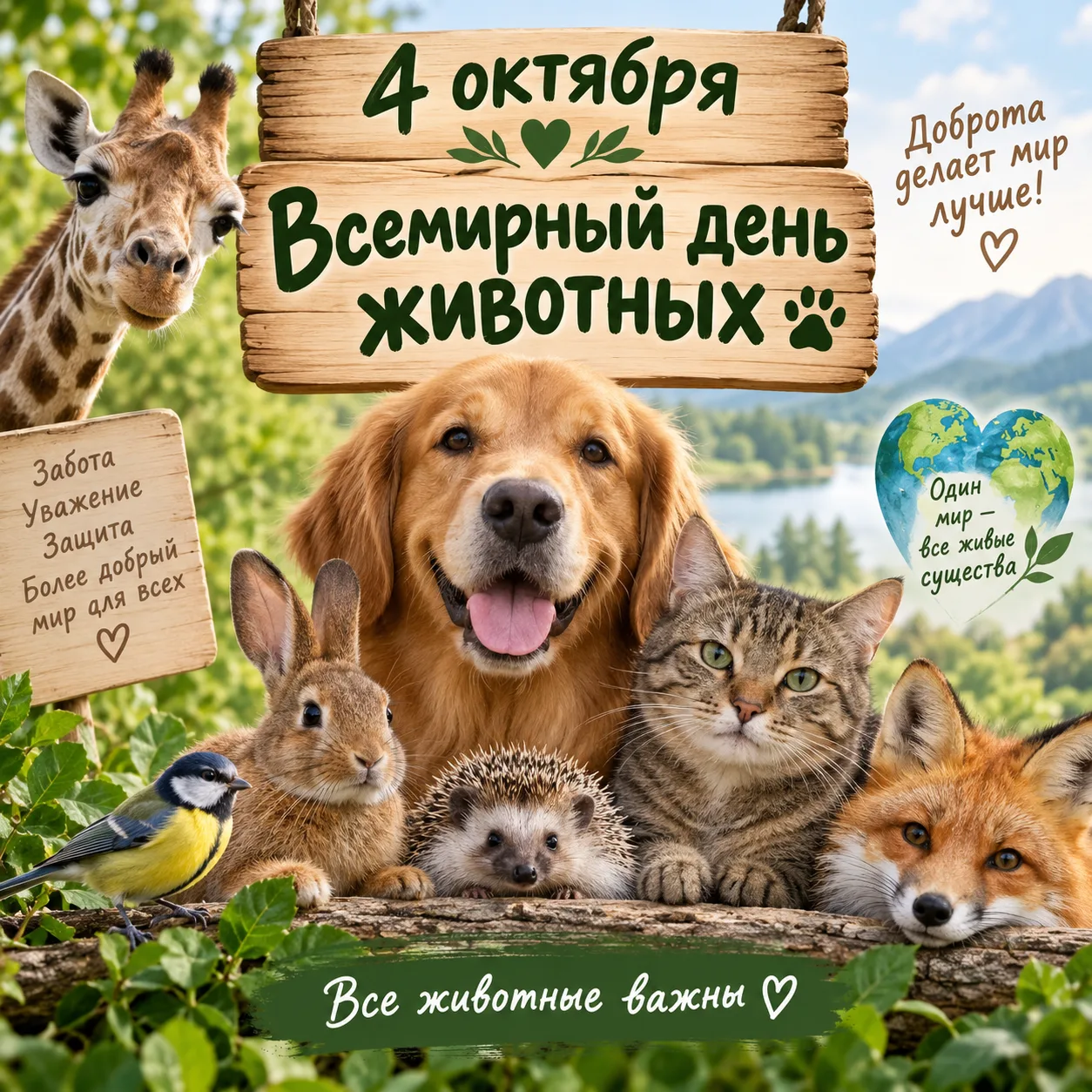 ‎🎉 4 октября — Всемирный день защиты животных! 🌍🐾