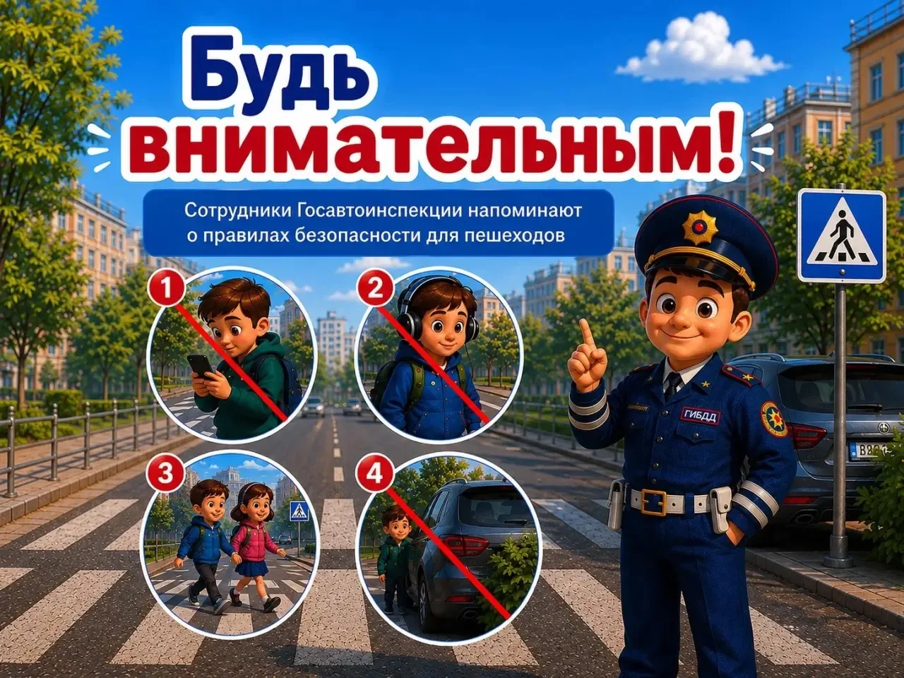 🚸 Сотрудники Госавтоинспекции напоминают о правилах безопасности для пешеходов в рамка...