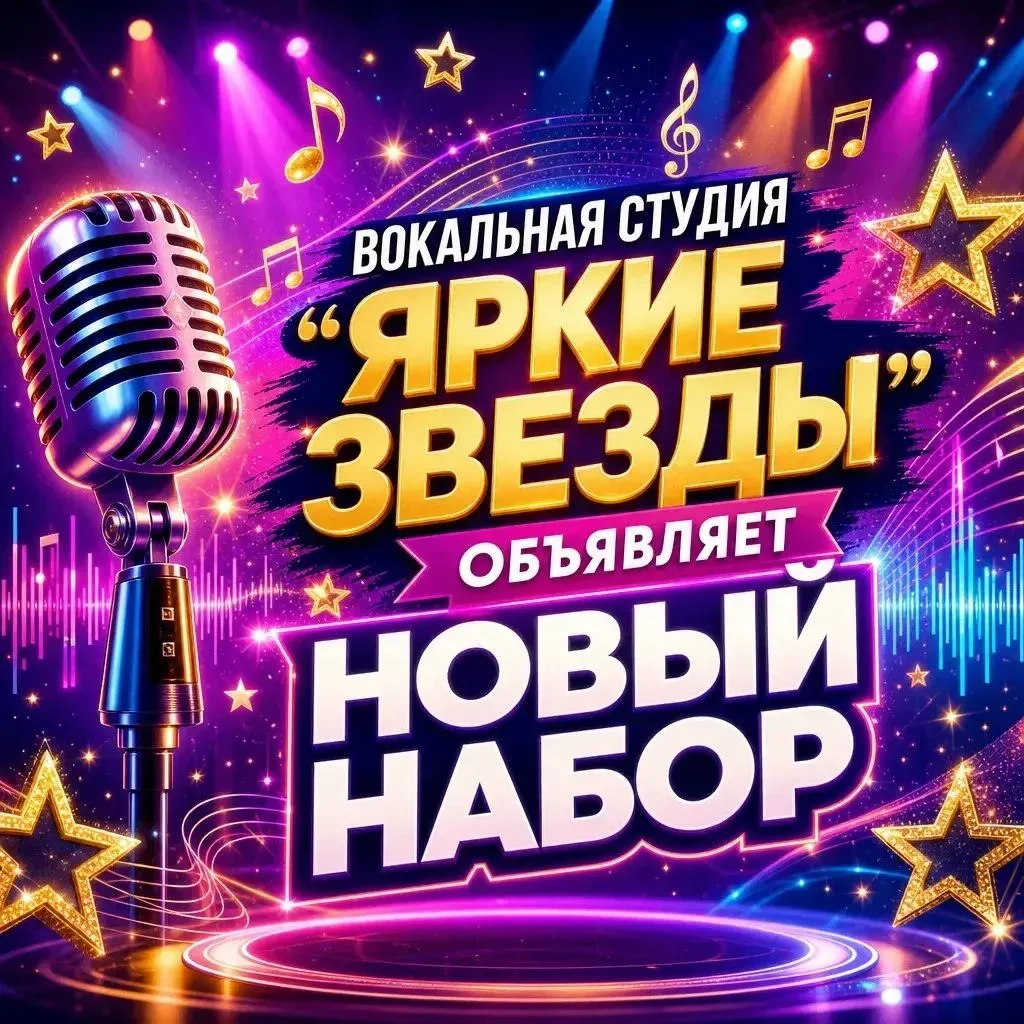 🎼 Набор в вокально‑эстрадную студию «Яркие звёзды»! 🎼