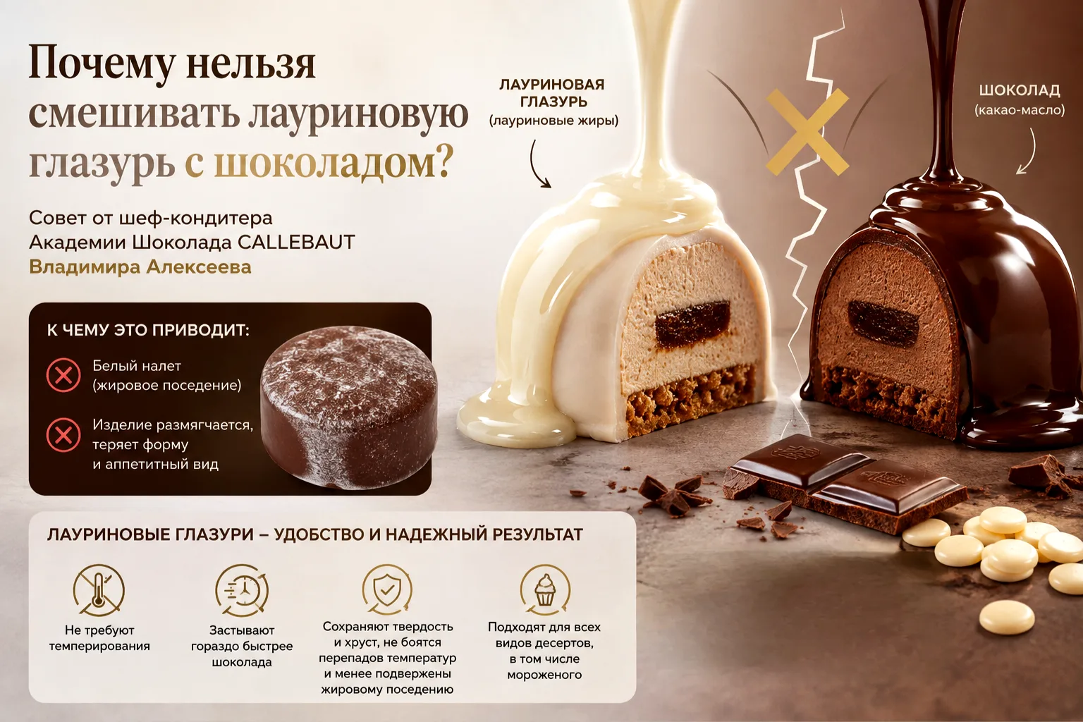 🔎 Почему нельзя смешивать лауриновую глазурь с шоколадом?