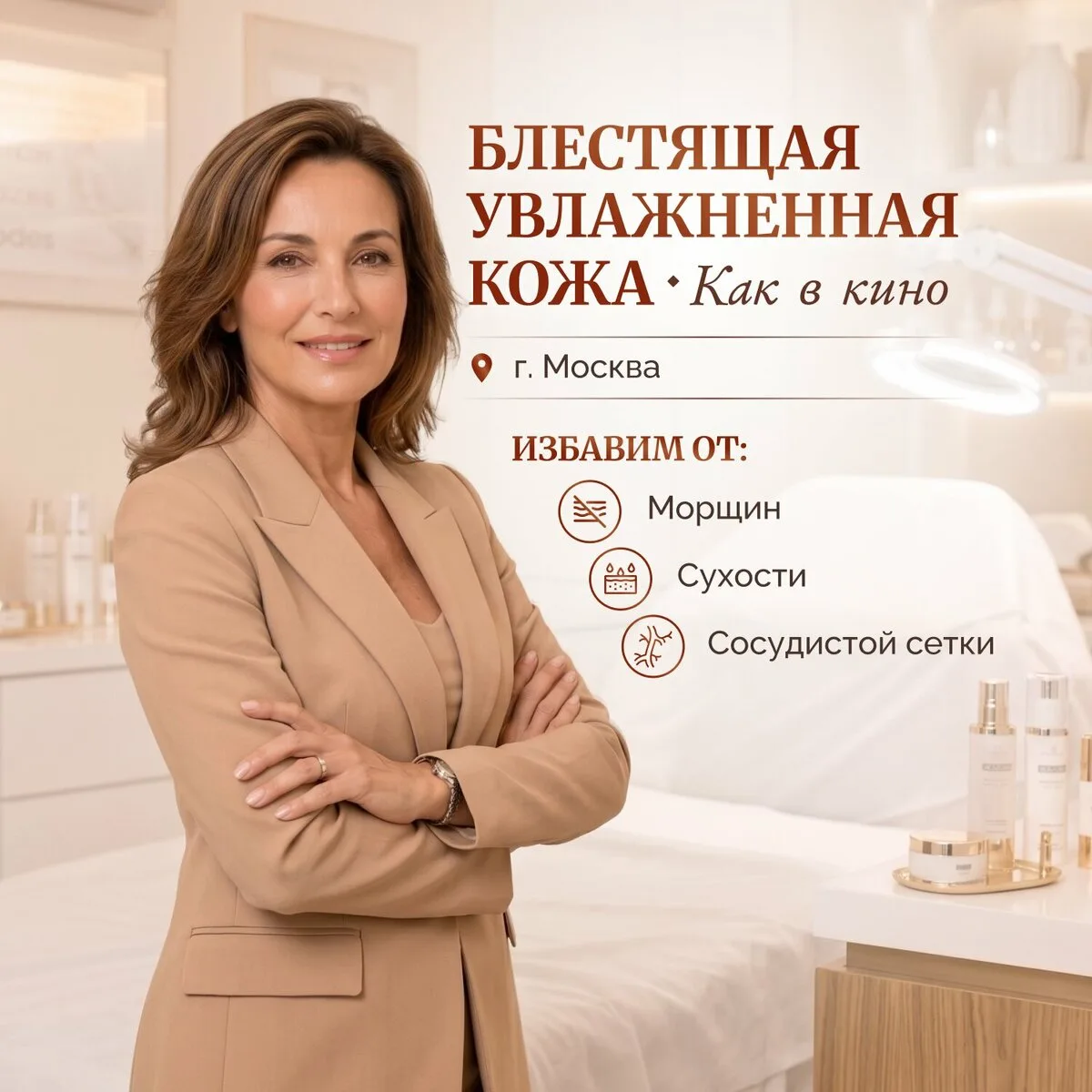 Блестящая увлажнённая кожа лица за 1 сеанс! 0₽ по акции