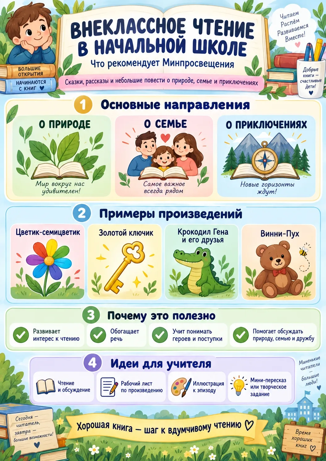 Минпросвещения подготовило перечень литературы для внеклассного чтения.