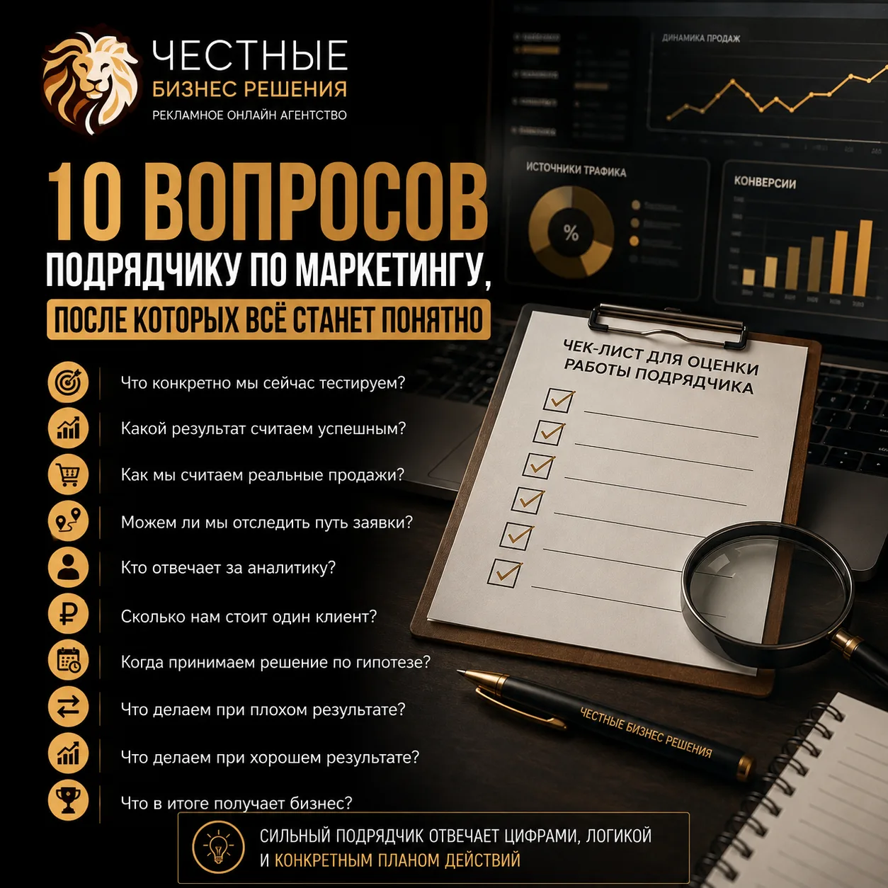 🔟 10 вопросов подрядчику по маркетингу, после которых всё станет понятно
