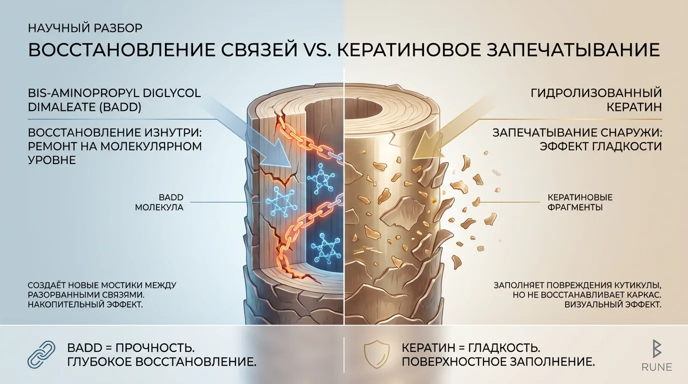 Восстановление дисульфидных связей и запечатывание кератином — в чём разница?