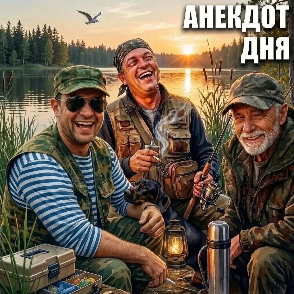На набережной сидит рыбак. Прохожий: