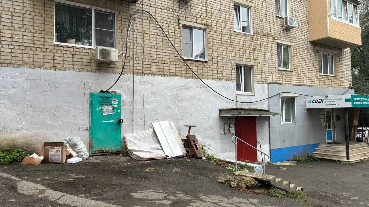 Ул. Карла Маркса, д. 10а. Прямо возле подъезда и подвала мусоропровода устроили стихийн...
