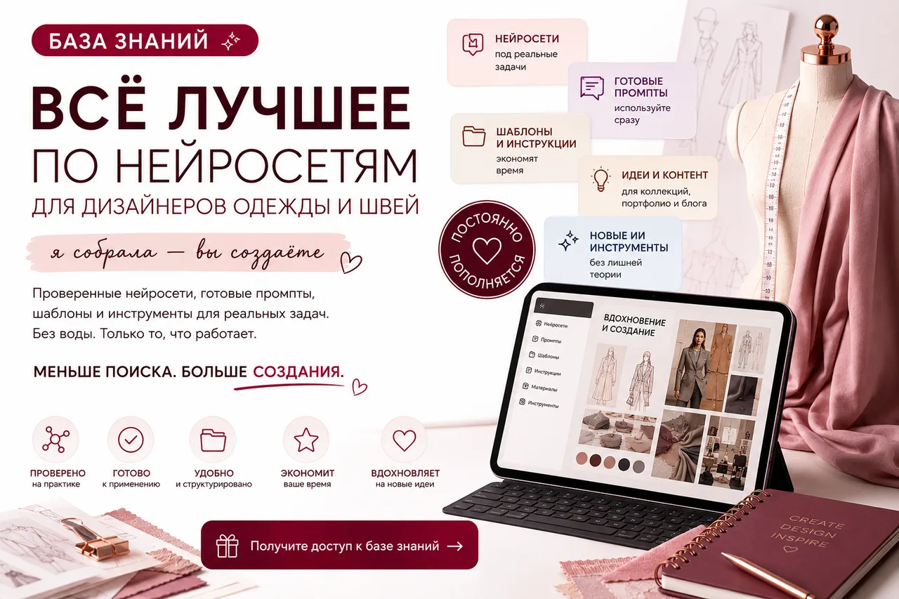 Рабочая база знаний по дизайну одежды и нейросетям.
