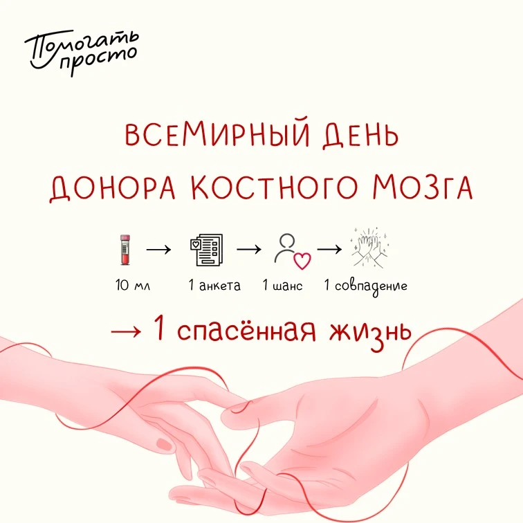 Друзья, 19 сентября — Всемирный день донора костного мозга.