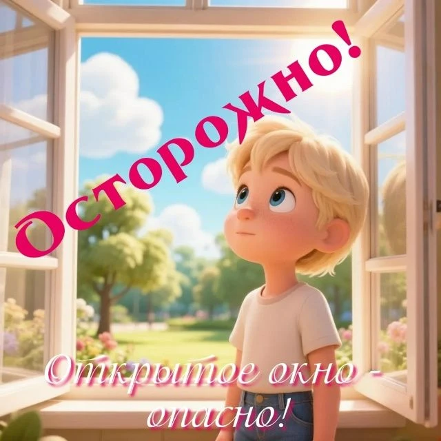 Помните, открытое окно может быть опасно! Будьте внимательны и не допускайте несчастных...