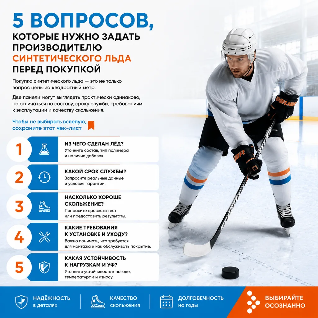 5 вопросов, которые стоит задать производителю синтетического льда перед покупкой 🏒