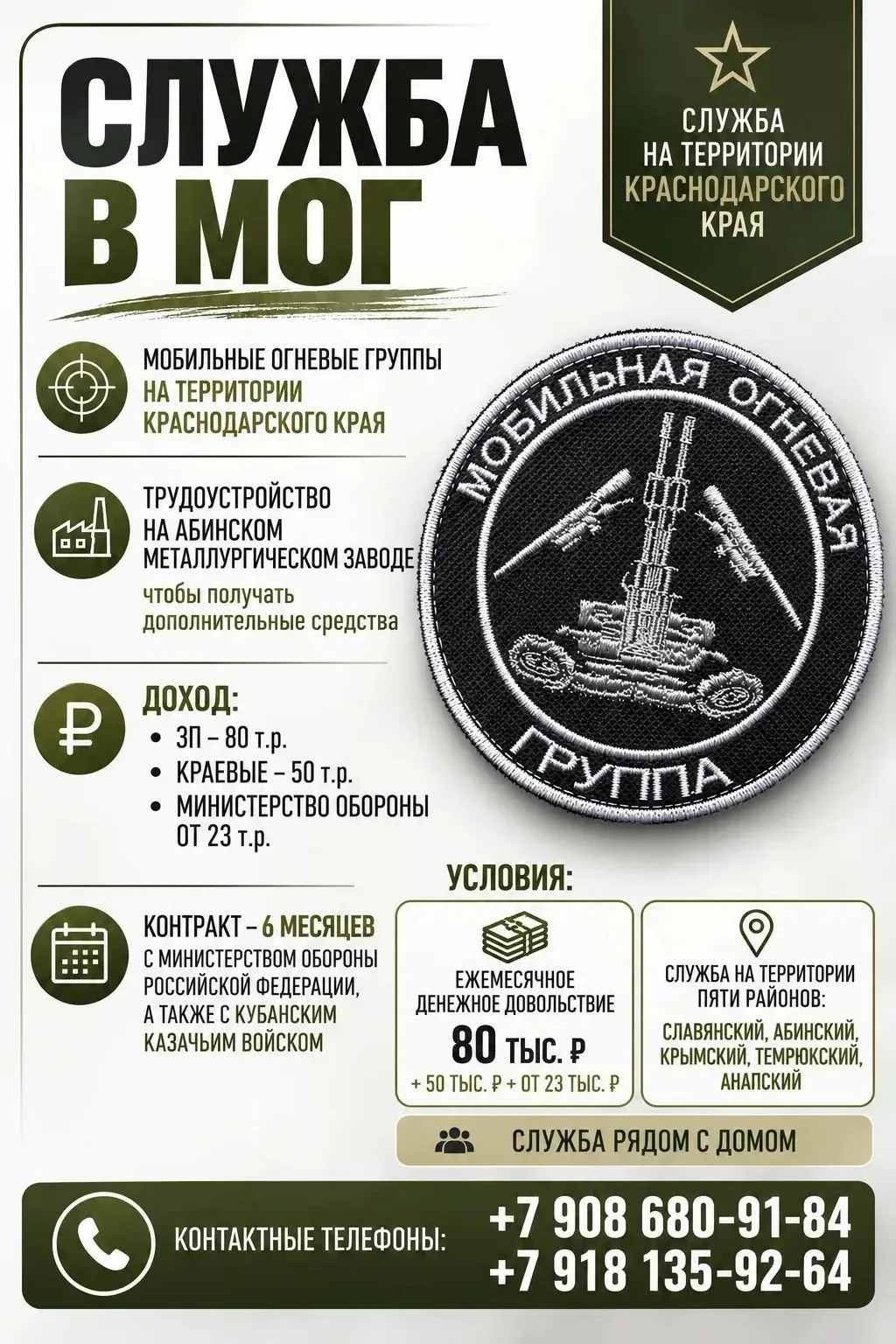 Служба на территории Краснодарского края