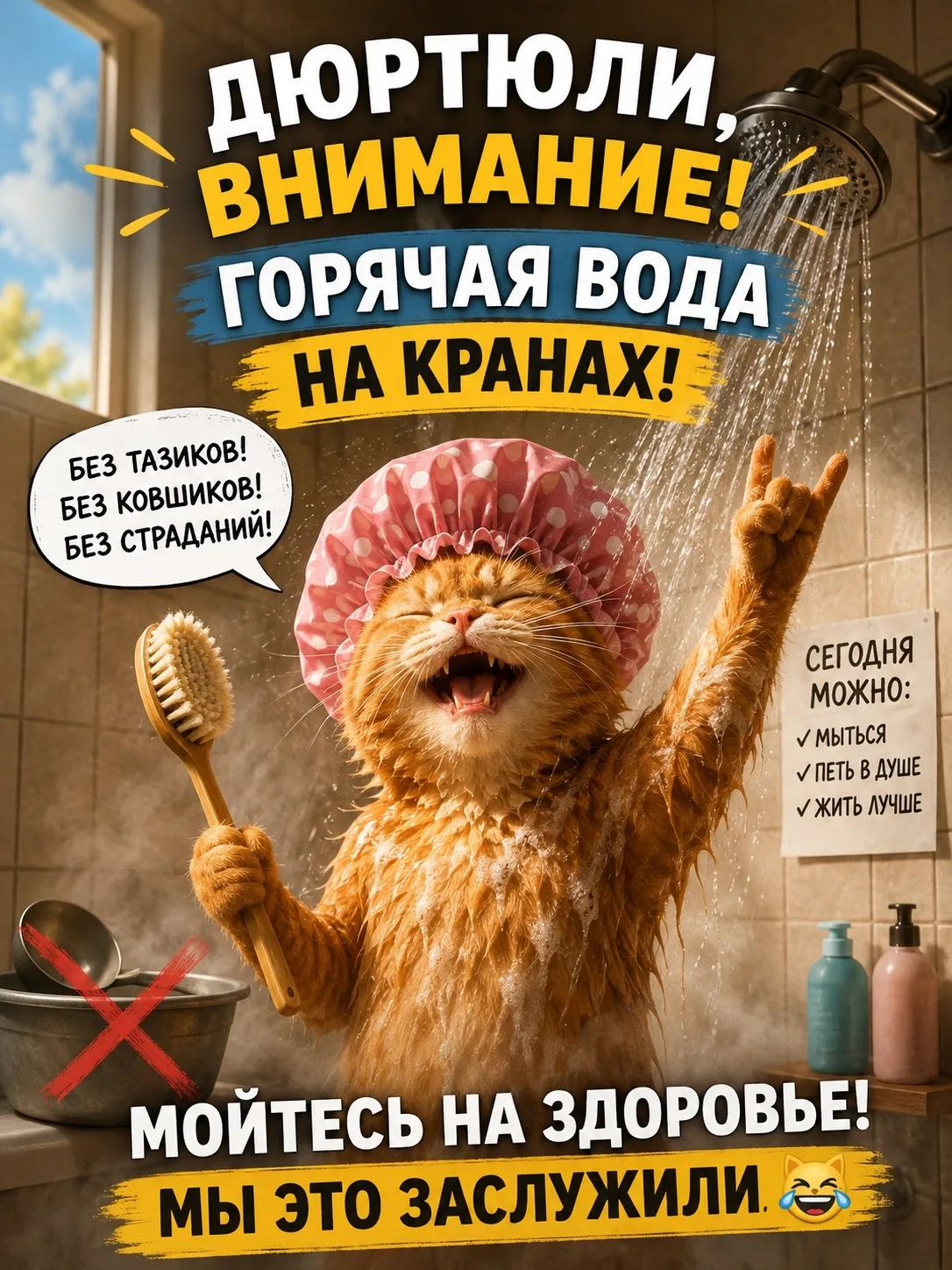 Горячая вода вернулась. Можно официально помыться по-человечески!🤣