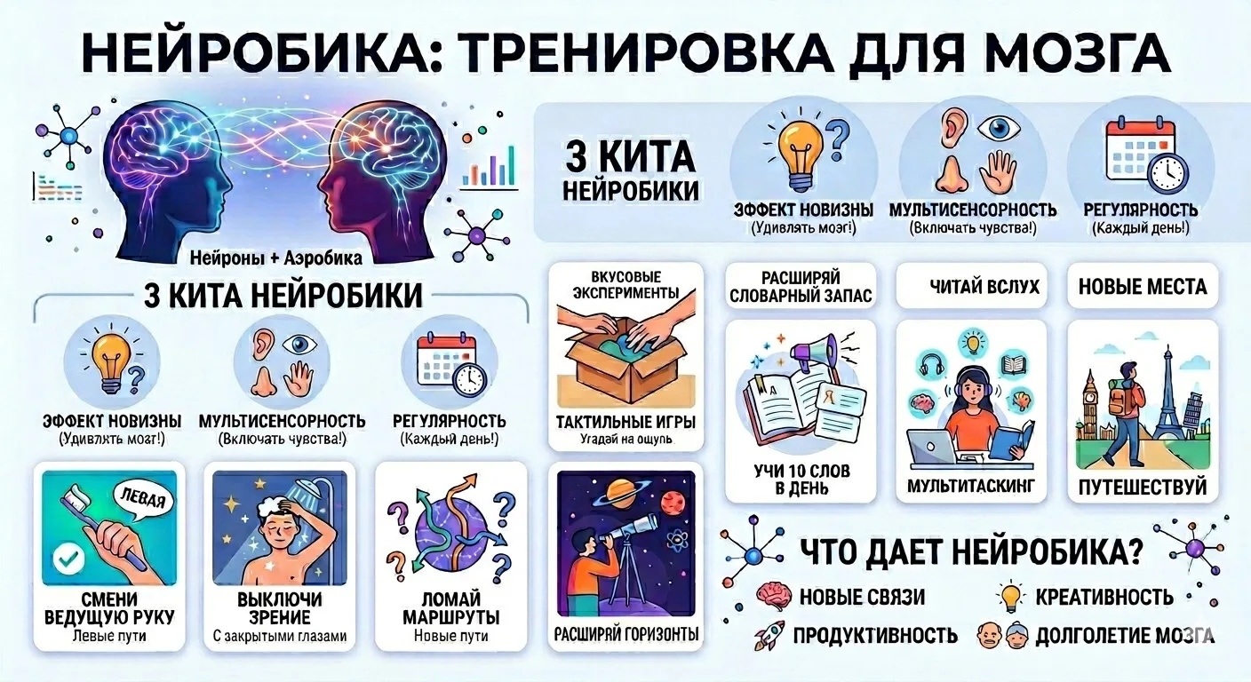 Нейробика: как «накачать» извилины и защитить мозг от старения🧠  Многие уверены, что мозг стареет не