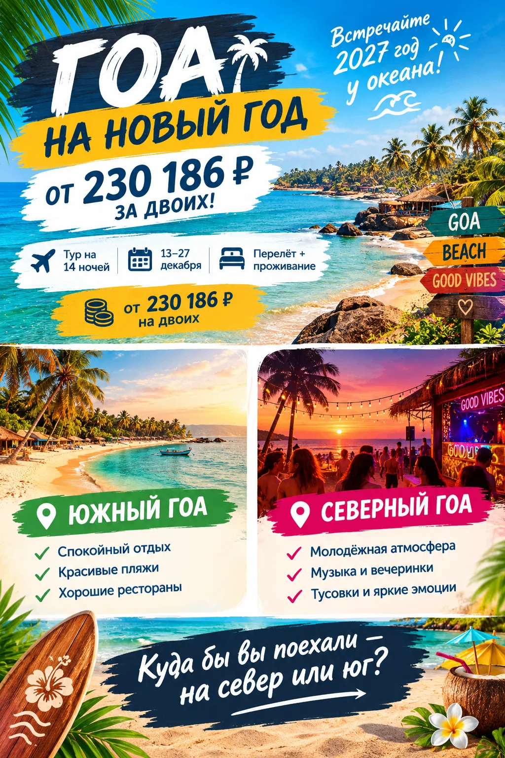 🌴 ГОА НА НОВЫЙ ГОД — ОТ 230 186 ₽ ЗА ДВОИХ!