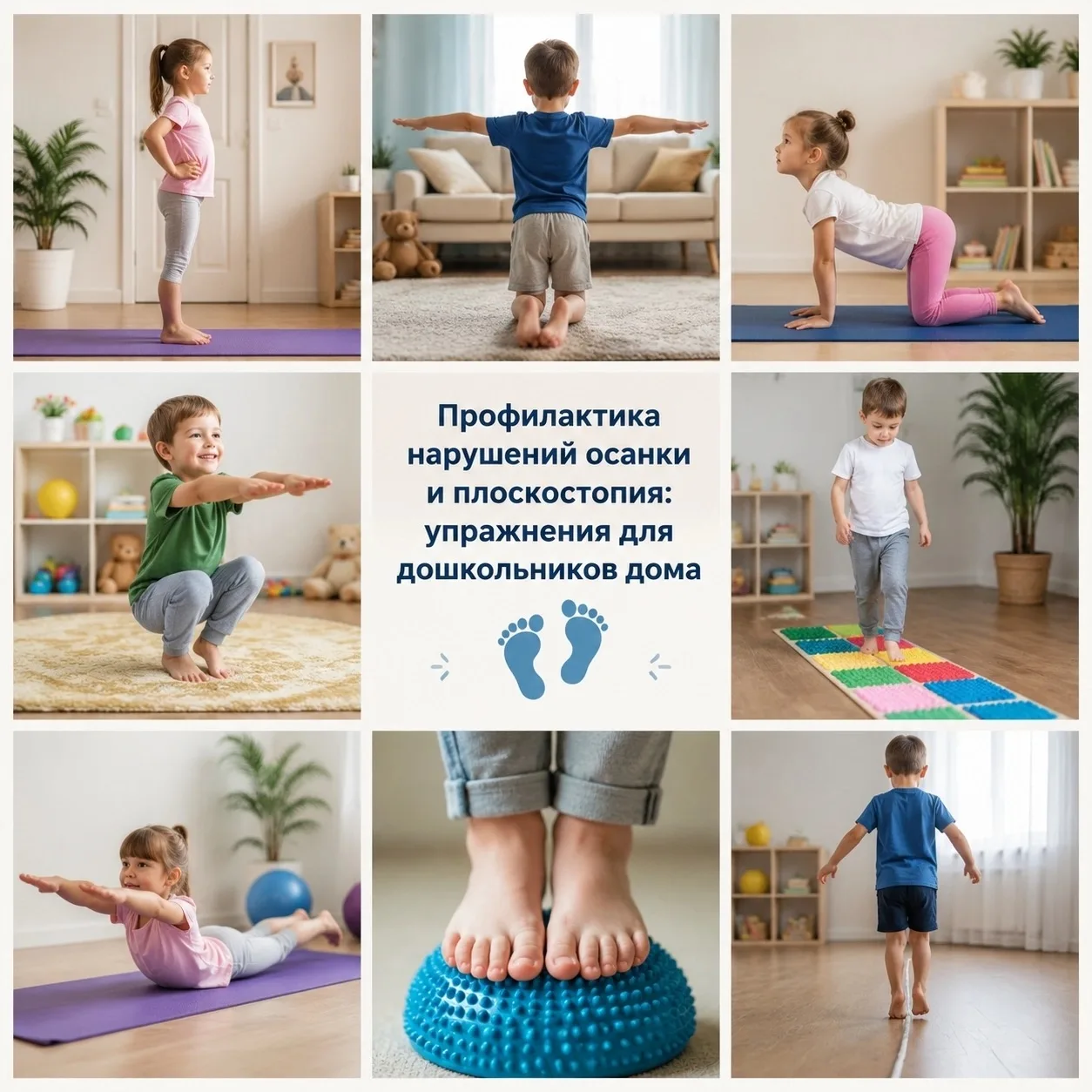 ПРОФИЛАКТИКА НАРУШЕНИЙ ОСАНКИ И ПЛОСКОСТОПИЯ: УПРАЖНЕНИЯ ДЛЯ ДОШКОЛЬНИКОВ ДОМА 
 
Правильная осанка 