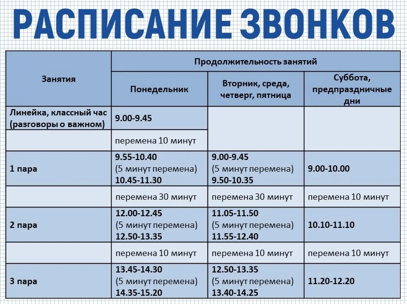 ❗Первокурсники, держите расписание звонков.