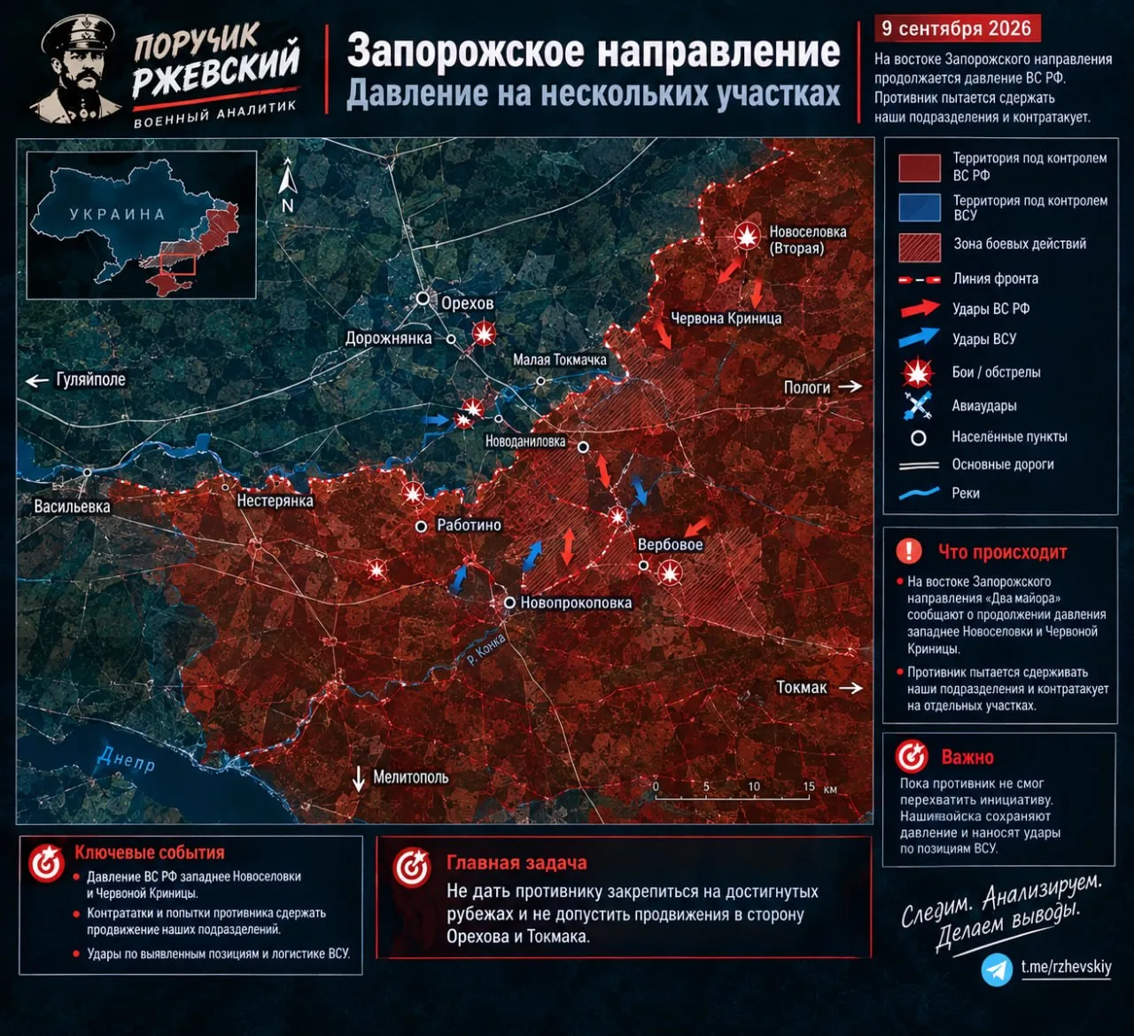 ⚡️Обстановка в зоне СВО на 9 сентября: Харьковское, Дружковское и Запорожское направления