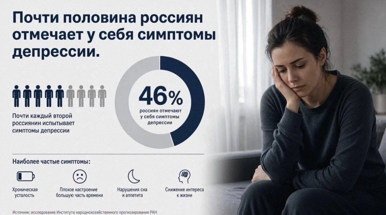 Почти половина россиян отмечает у себя симптомы депрессии