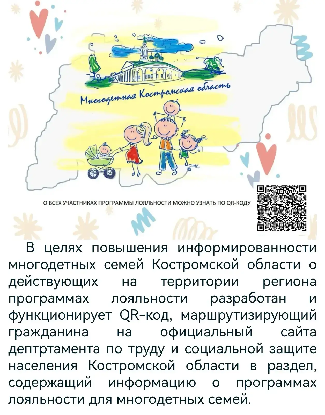 QR-код, содержащий информацию о программах лояльности для многодетных семей