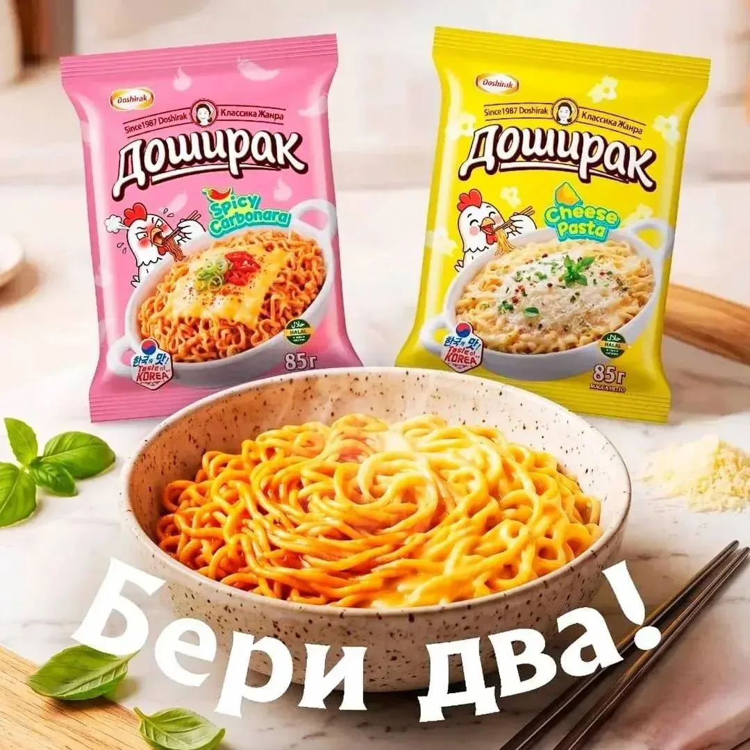 ⚡️Доширак выпустил сразу два вида острой лапши — с сырной пастой и спайси карбонара.