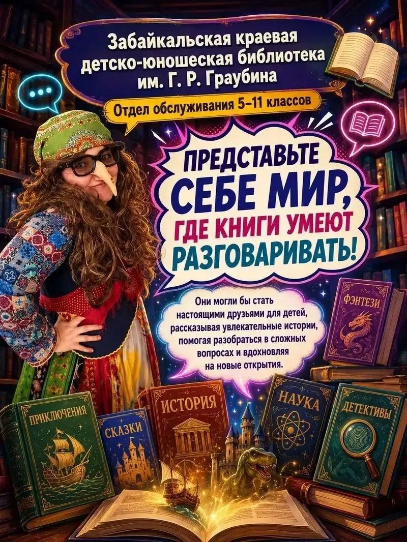 Представьте себе мир, где книги умеют разговаривать! 
Они могли бы стать настоящими друзьями для дет