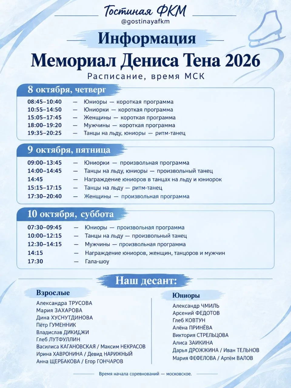 Шпаргалка для мемориала Дениса Тена
