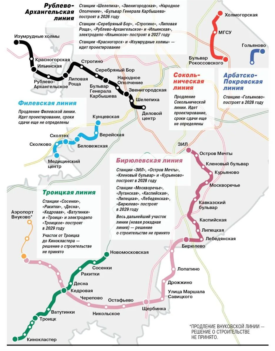 ⚡️Столичное метро продлят в семи направлениях Московской области, — Собянин
