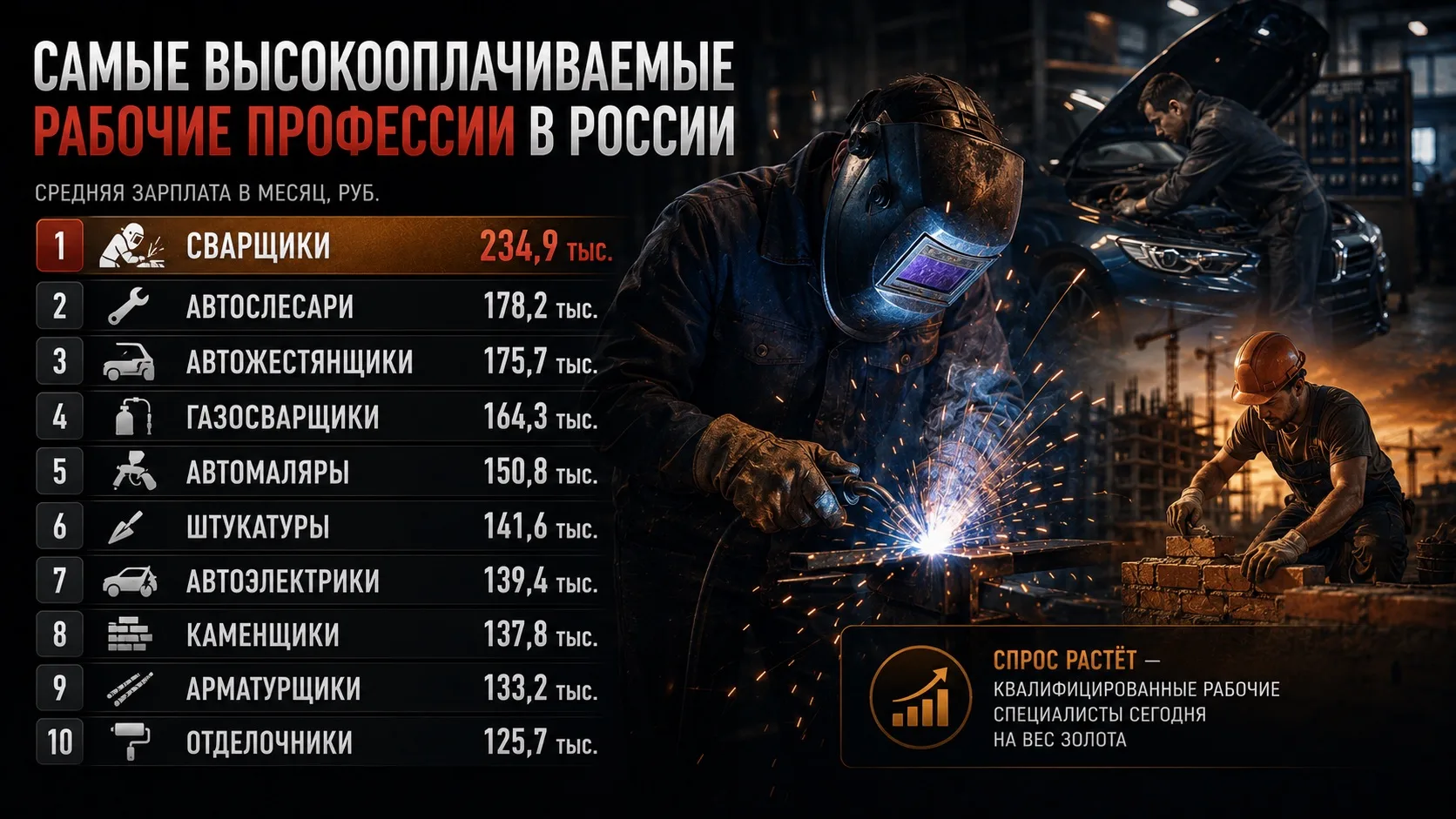 💼 Названы самые высокооплачиваемые рабочие профессии в России

Лидером по зарплатам среди рабочих с