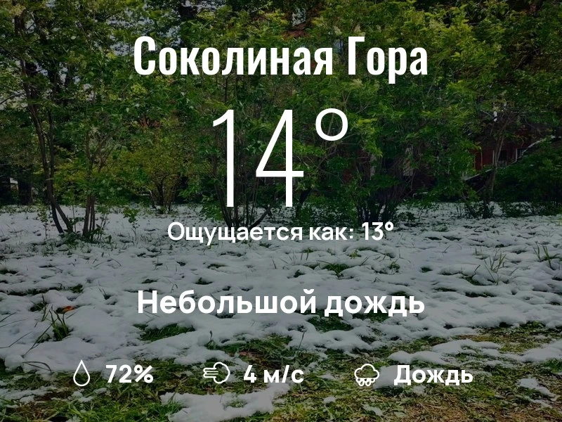 Что с погодой в районе Соколиной Горы?