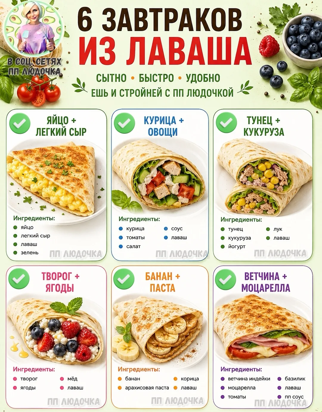 🌯 УТРО БЕЗ «ЧТО БЫ СЪЕСТЬ?»: 3 ПП-ЗАВТРАКА В ЛАВАШЕ, КОТОРЫЕ ГОТОВЯТСЯ БЫСТРЕЕ, ЧЕМ ВА...