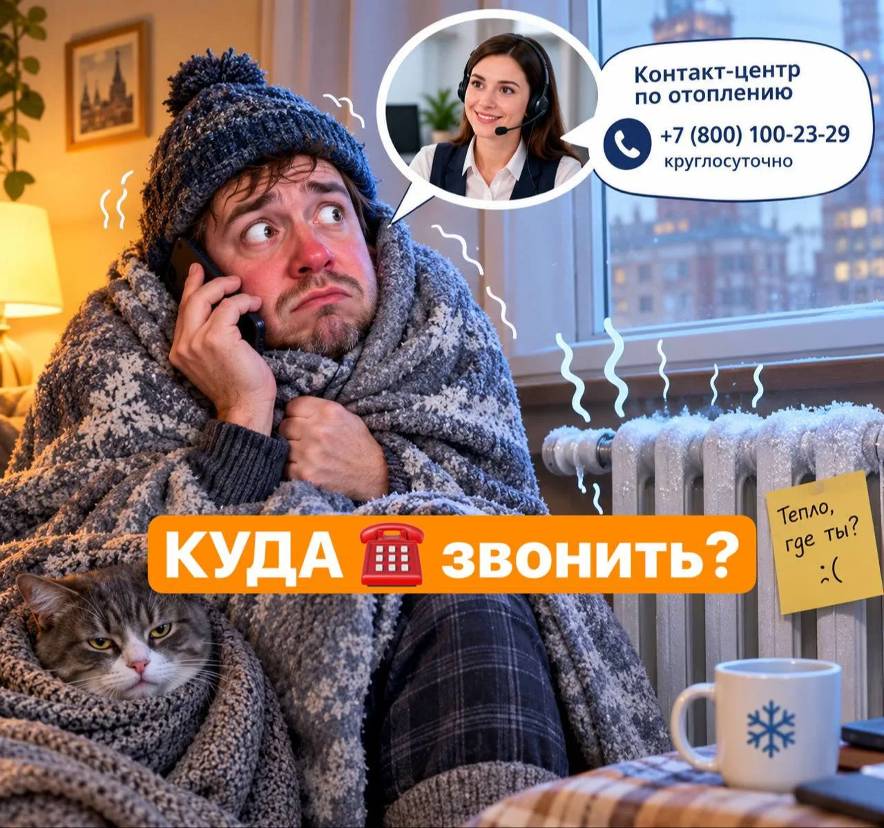 🔥 В Москве включили отопление: куда звонить, если батареи всё еще холодные?
