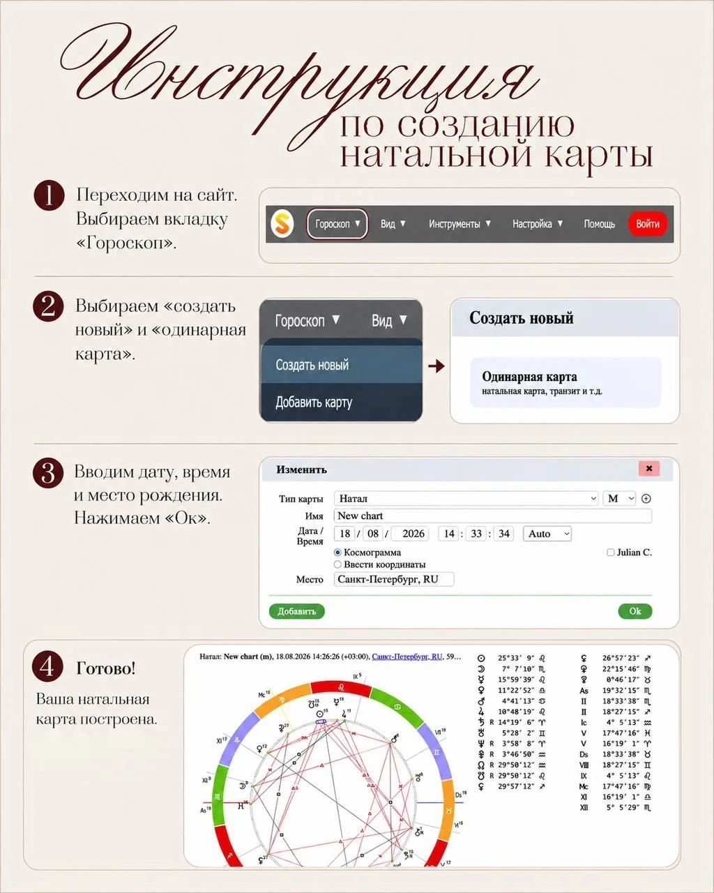 ЭКСПРЕСС-ИНСТРУКЦИЯ КАК ПОСТРОИТЬ НАТАЛЬНУЮ КАРТУ И НАЙТИ СВОЙ СЕВЕРНЫЙ УЗЕЛ 🌙
